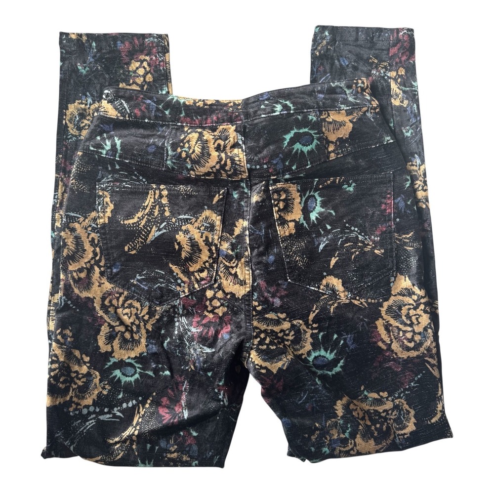 Free People Lennon Retro‎ Velvet Skinny Pants Floral Embroidered Boho Size 8 - Picture 5 of 10
